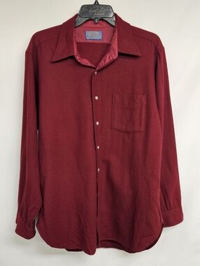 Vintage Pendleton Adult Large Red Wool USA Long Sleeve Button 70s Classic Mens